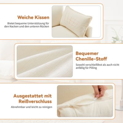 Seyakany canapé 3 places avec repose-pieds,canapé d'angle en L avec coussins,canapé d'angle modulaire en L,tissu chenille,Beige