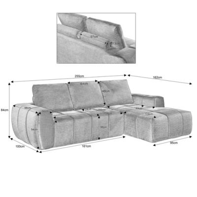 Seyakany Canapé modulaire 4 place,Canapé d'angle en droite L avec coussins amovibles,canapés de compression,velours côtelé,Beige