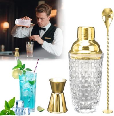 Shaker à Cocktail en Verre 400 ml avec Accessoires or