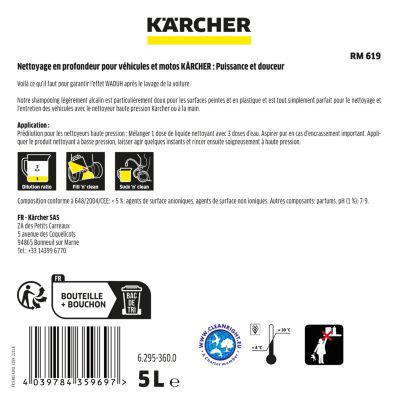 Shampooing auto Karcher 5L pour carrosserie brillante