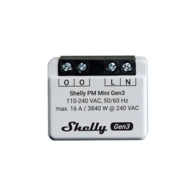 Shelly PM Mini Gen3 actionneur de mesure de puissance compact 16 A 3840 W
