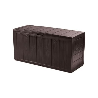 Sherwood coffre de rangement de jardin extérieur 270 L en plastique et résine imperméable, aspect bois, marron (230403)