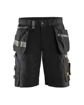 Short artisan +stretch Noir - multifonctions, nombreuses poches renforcées, stretch