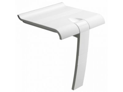Siège de douche ARSIS escamotable avec béquille automatique - Assise blanche et piètement époxy blanc