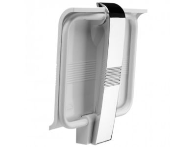 Siège de douche ARSIS escamotable avec béquille automatique - Assise blanche et piètement époxy blanc