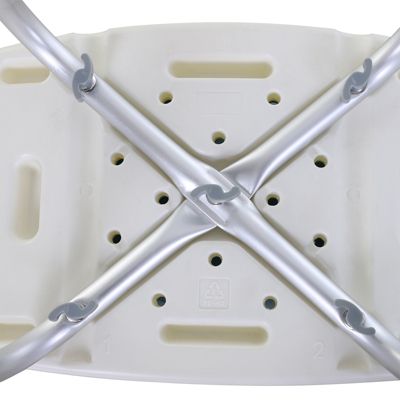 Siège de douche réglable en hauteur tabouret de douche ergonomique pieds antidérapants charge max. 135 Kg alu HDPE blanc bleu