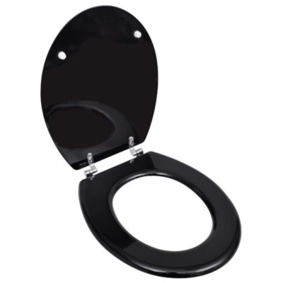 Siège de toilette abattant avec couvercle mdf noir Helloshop26