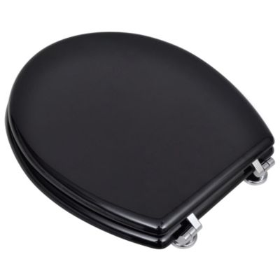Siège de toilette abattant avec couvercle mdf noir Helloshop26