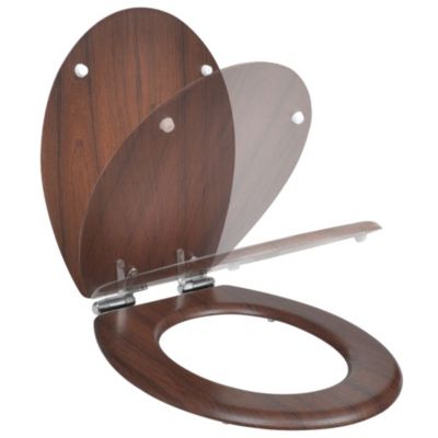 Siège de toilette abattant WC avec mdf marron Helloshop26
