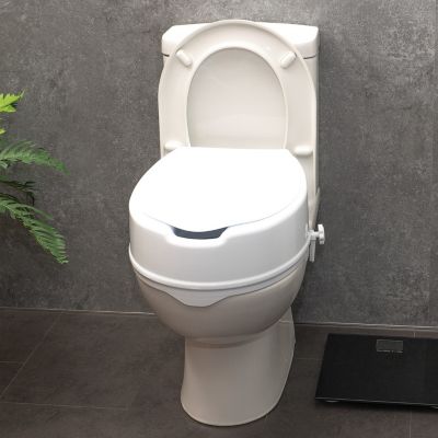 Siège de toilette surélevé en plastique avec couvercle Senator blanc - Hauteur 16 cm
