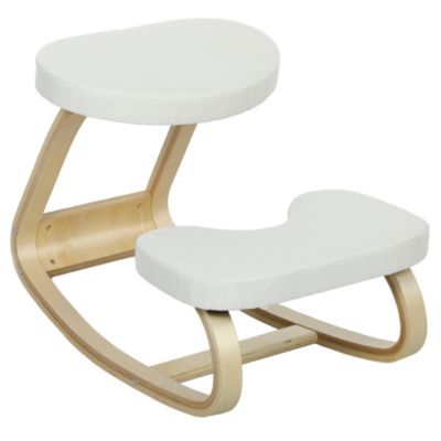Siège ergonomique - siège assis-genoux - chaise assis genoux grand confort - bois bouleau tissu beige clair