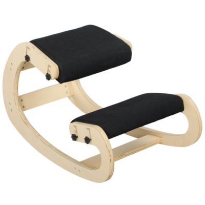 Siège ergonomique - siège assis-genoux - chaise assis genoux grand confort - bois bouleau tissu noir