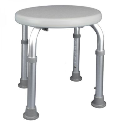 Siège, tabouret de douche rond réglable en hauteur - Blanc - Vivezen