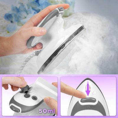 SI2 WE Fer à repasser à vapeur de voyage 375W Réservoir 50 ml Semelle antiadhésive Brosse Pochette de transport Duronic