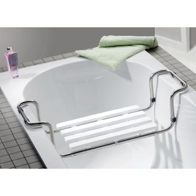 Siège de baignoire en inox extensible de 65 à 91 cm blanc charge maximale 90 Kg