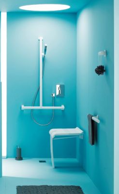 Siège de douche piètement alu, assise polymère coloris blanc l.45 x P.44,2 x H.50 cm