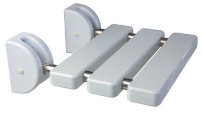 Siège de douche relevable, aluminium blanc, l.32,1 x H.34,5 x P.33,5 cm, Godonnier