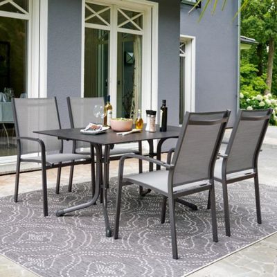 Sieger Table pliante 140 x 90 cm, plateau Polytec anthractite, structure gris clair