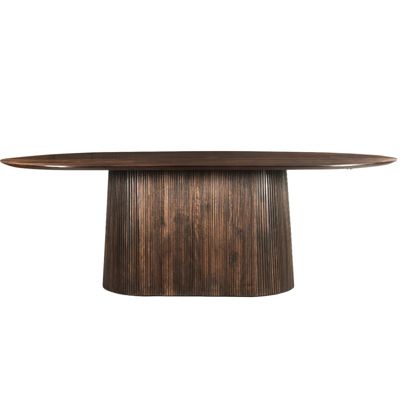 SIENNE-Table à manger Ovale +12 personnes 300 cm en bois massif brun