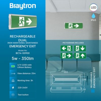 Signalétique de Sortie LED 5W 6500K IP65 IK07