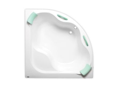 Siko 140 x 140 cm Samanta Plus baignoire d'angle en acrylique, sans pieds, blanc (SM1400PLUS)