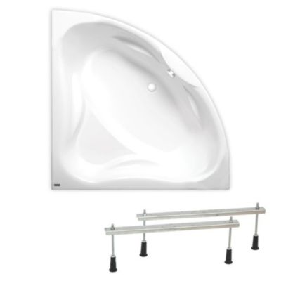 Siko 140x140 cm Cornelia baignoire d'angle avec pieds, Acrylique, Gauche et Droite, Blanc (CO1400NEW-SET)