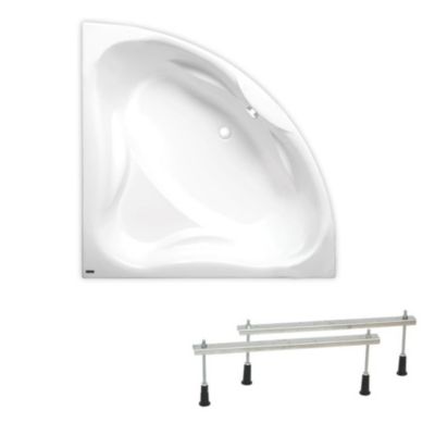 Siko 150x150 cm Royale baignoire d'angle avec pieds, Acrylique, Gauche et Droite, Blanc (RO1500NEW-SET)