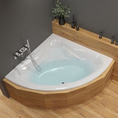 Siko 150x150 cm Royale baignoire d'angle avec pieds, Acrylique, Gauche et Droite, Blanc (RO1500NEW-SET)