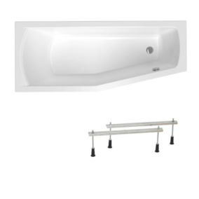 Siko 160x70 cm Laguna Aneta baignoire bain/douche asymétrique avec pieds, acrylique, gauche, blanc (AN1600LPLUS-SET)