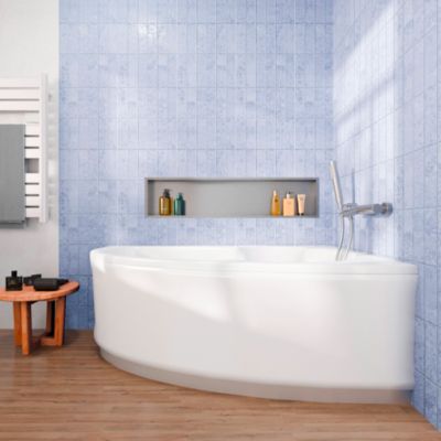 Siko 160x95 cm Laguna Luiza baignoire d'angle en acrylique, droite + tablier 160 cm + pieds, blanc (LU1600P-SET1)