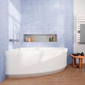 Siko 160x95 cm Laguna Luiza baignoire d'angle en acrylique, gauche + tablier 160 cm + pieds, blanc (LU1600L-SET1)