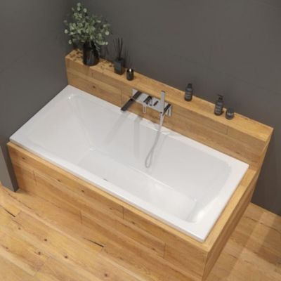 Siko 170x75 cm Nora Plus baignoire rectangulaire en acrylique, gauche et droite, sans pieds, blanc (NO1700PLUS)