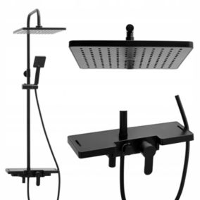 Silla Élégant Colonne de Douche avec Mitigeur Réglable en Hauteur Système de Douche, Noir