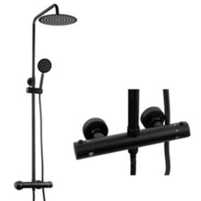 Silla Élégant Colonne de Douche avec Mitigeur Réglable en Hauteur Système de Douche termostatique, Noir