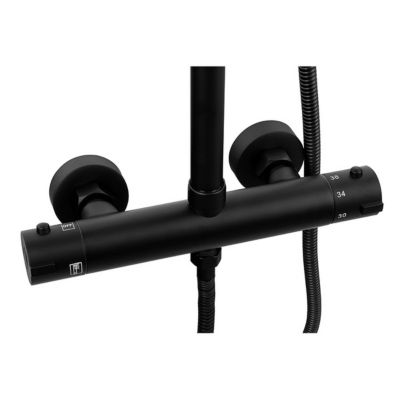 Silla Élégant Colonne de Douche avec Mitigeur Réglable en Hauteur Système de Douche termostatique, Noir