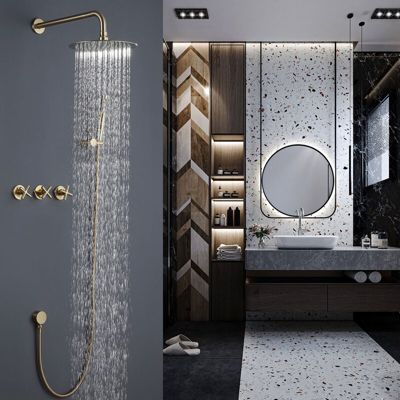 Silla Élégant Colonne de Douche en Laiton Encastrée, Ensemble de Douche Mécanique, Doré