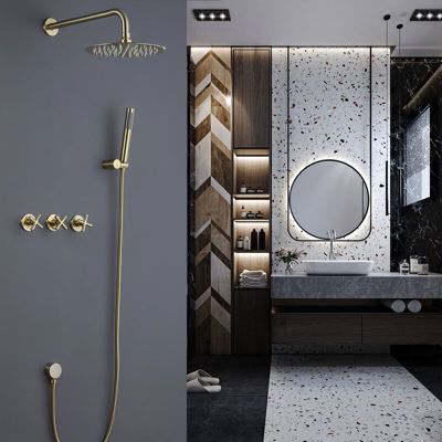 Silla Élégant Colonne de Douche en Laiton Encastrée, Ensemble de Douche Mécanique, Doré