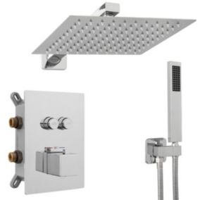 Silla Élégant Colonne de Douche en Laiton Encastrée, Ensemble de Douche Thermostatique, Chrome