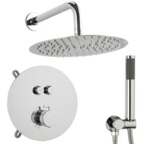 Silla Élégant Colonne de Douche en Laiton Encastrée, Ensemble de Douche Thermostatique, Chrome