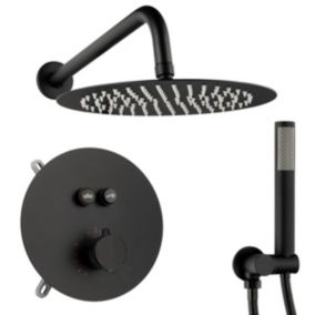 Silla Élégant Colonne de Douche en Laiton Encastrée, Ensemble de Douche Thermostatique, Noir