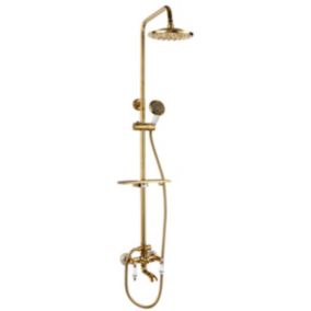 Silla Élégant Colonne de Douche retro avec Mitigeur Réglable en Hauteur Système de Douche, Doré