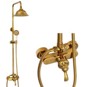 Silla Élégant Colonne de Douche retro avec Mitigeur Réglable en Hauteur Système de Douche, Doré