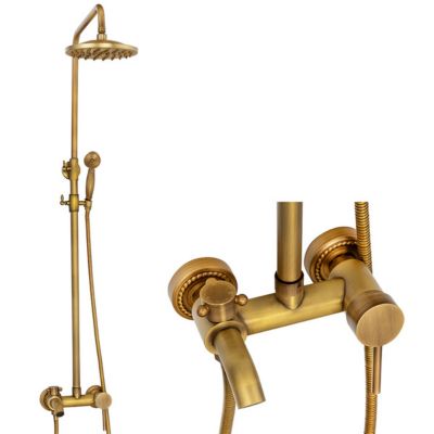 Silla Élégant Colonne de Douche retro avec Mitigeur Réglable en Hauteur Système de Douche, Vintage Doré