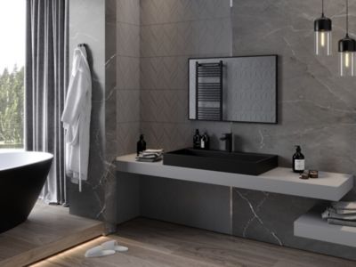 SILLA Miroir mural rectangulaire, 90 x 60 cm, cadre noir
