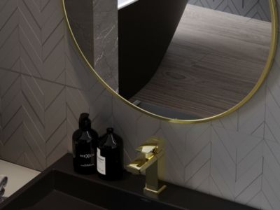 SILLA Miroir mural rond, 35 cm,  cadre doré