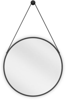 SILLA Miroir mural rond, 50 cm, cadre noir