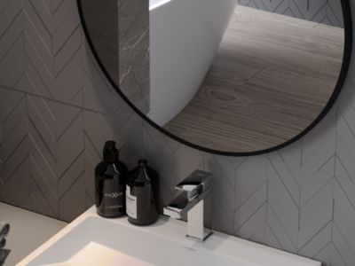 SILLA Miroir mural rond, 50 cm, cadre noir