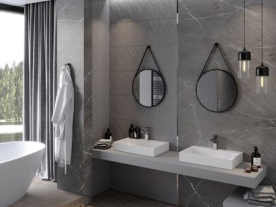 SILLA Miroir mural rond, 50 cm, cadre noir