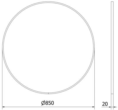 SILLA Miroir mural rond, 85 cm, cadre noir