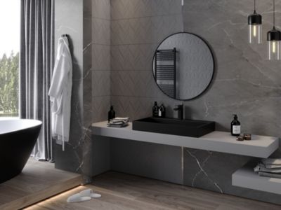 SILLA Miroir mural rond, 85 cm, cadre noir